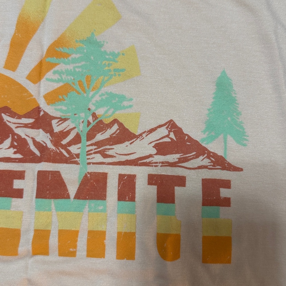 Sunset West NWOT Yosemite Short Cuffed Sleeves Tie Front Cream T-Shirt Size XL - Picture 7 of 7